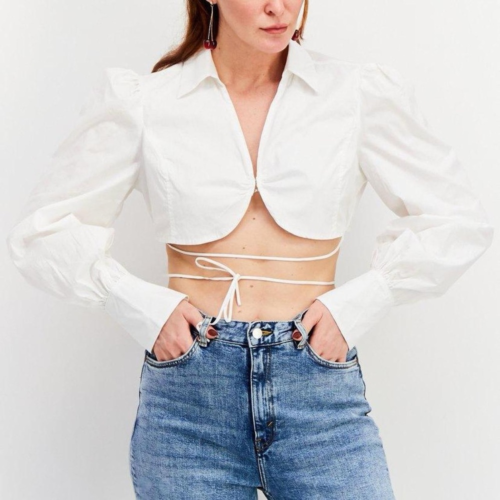 NWT ASOS SkyLar Rose Cropped Long Sleeves Blouse - Sz XS